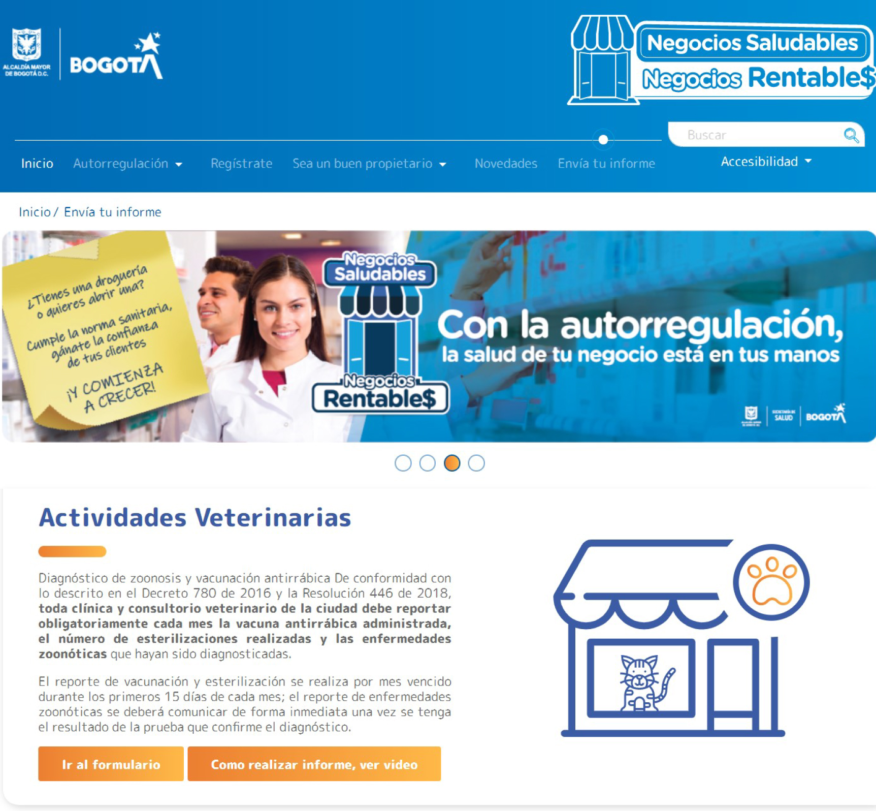 Registro y envío de informe sanitario
